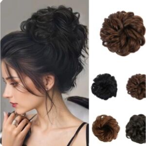 RUWISS Messy Bun Hair Piece Human Hair  Piece for Women Real Hair Updo Brown